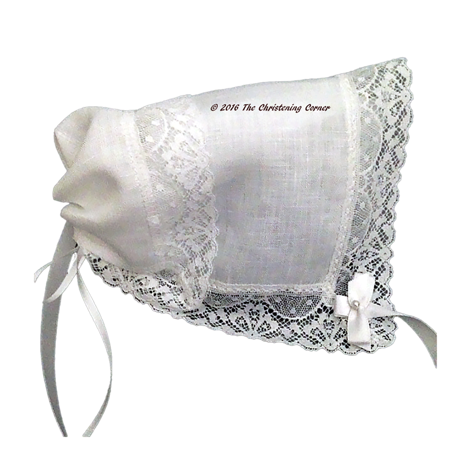 Cathedral Lace Irish Linen Keepsake Handkerchief Bonnet