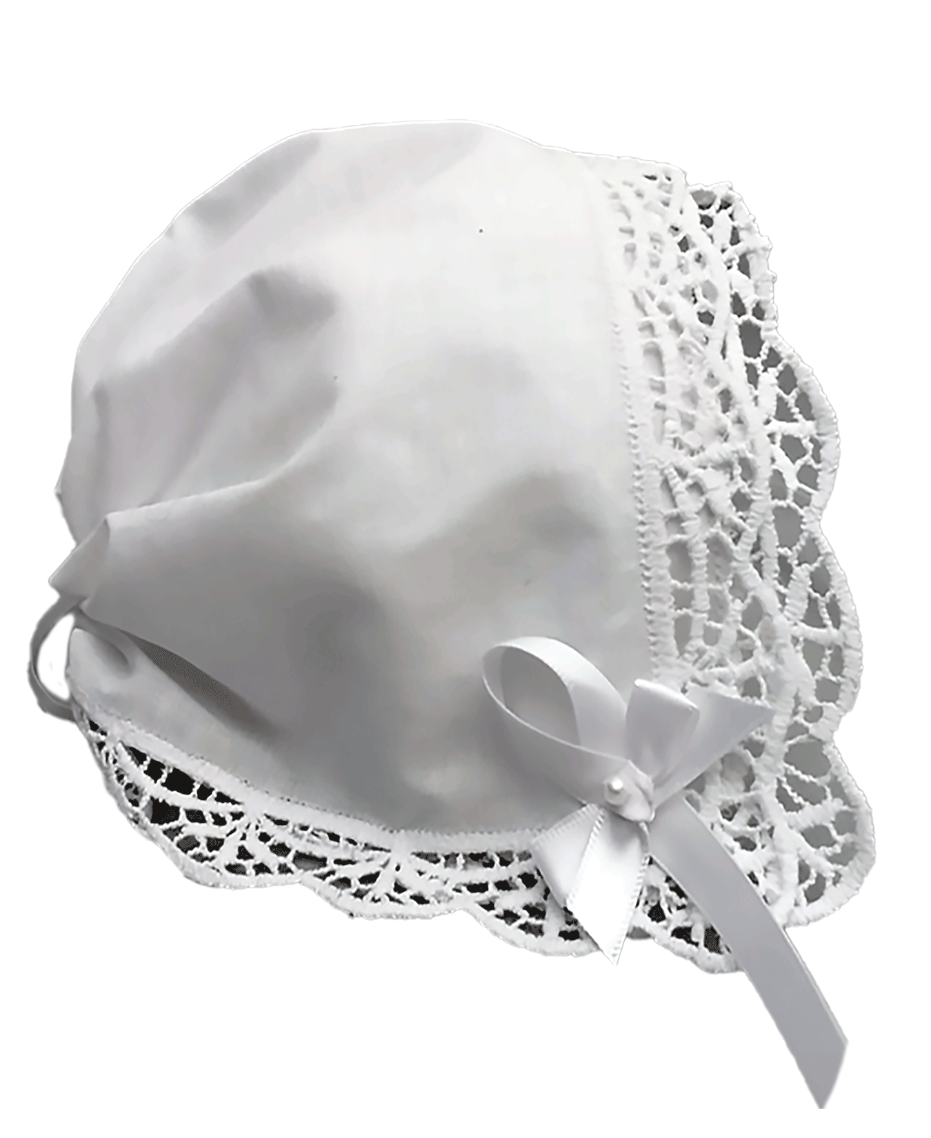 Trellis Lace Keepsake Handkerchief Bonnet for Baby