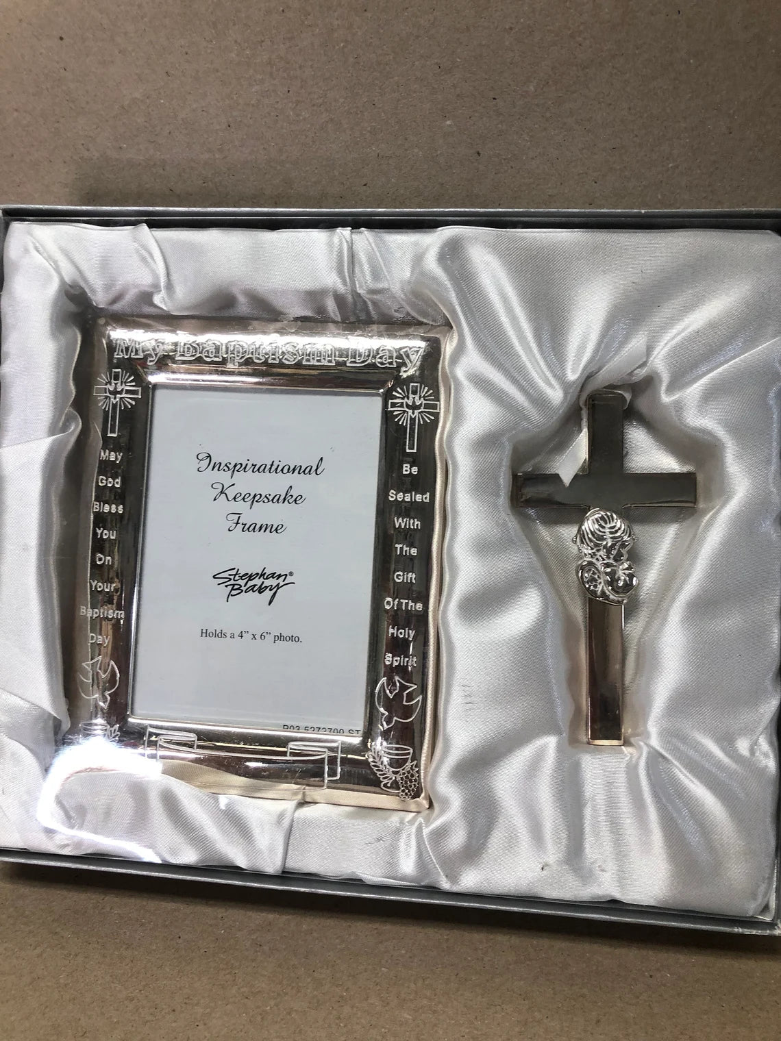 Stephan Baby Baptism Frame and Cross Set