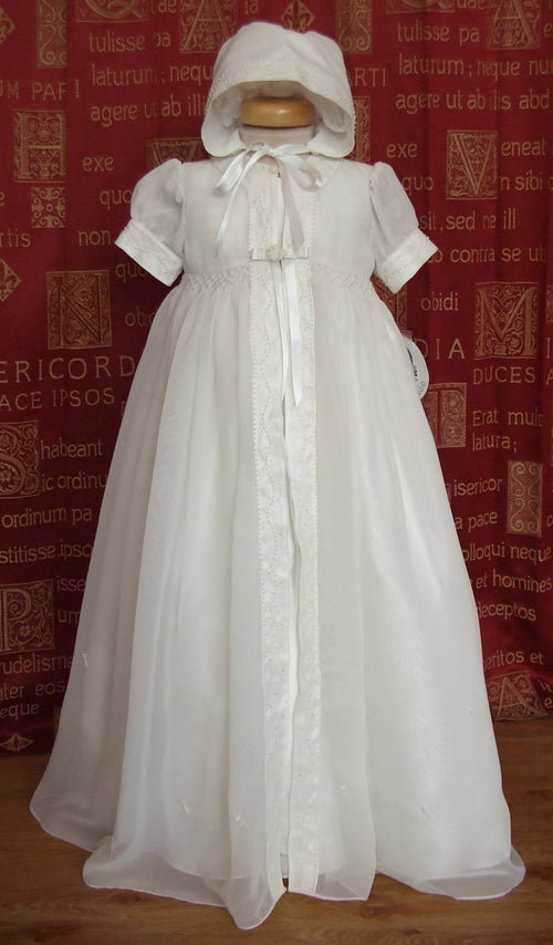 Sarah Louise White Chiffon Christening Gown