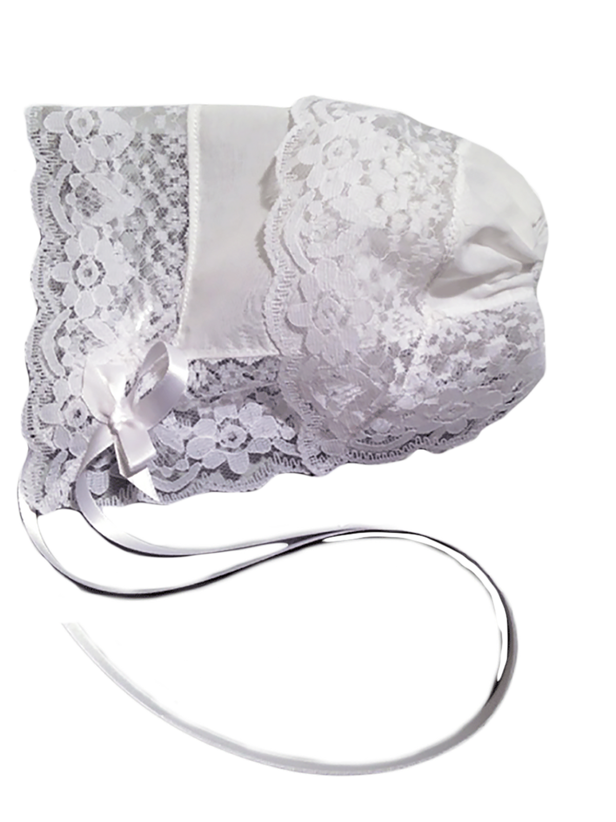 Exquisite Baby Handkerchief Bonnet with Glorious Lace Trim – The