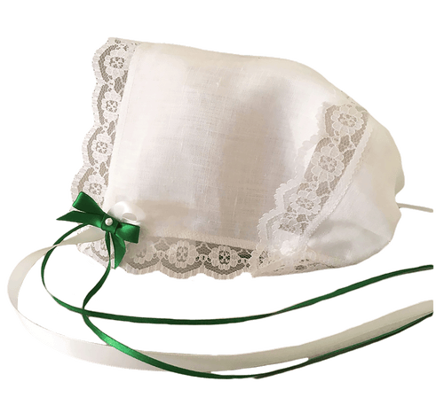 Rose of Sharon Lace, Irish Linen Keepsake Hankie Bonnet