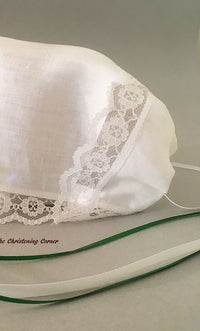 Rose of Sharon Lace, Irish Linen Keepsake Hankie Bonnet