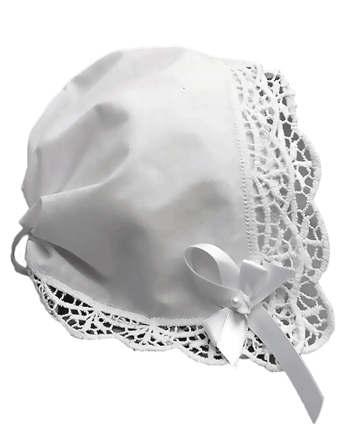 Trellis Lace Keepsake Handkerchief Bonnet for Baby
