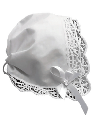 Trellis Lace Keepsake Handkerchief Bonnet for Baby