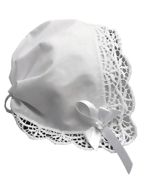 Trellis Lace Keepsake Handkerchief Bonnet for Baby