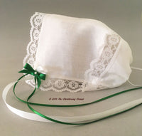 Rose of Sharon Lace, Irish Linen Keepsake Hankie Bonnet
