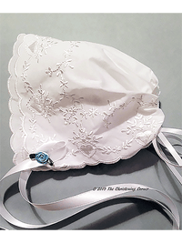 Bridal Heart Embroidered Hanky Bonnet - blue rose