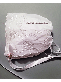 Bridal Heart Embroidered Hanky Bonnet - pink rose