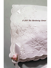 Bridal Heart Embroidered Hanky Bonnet - pink rose