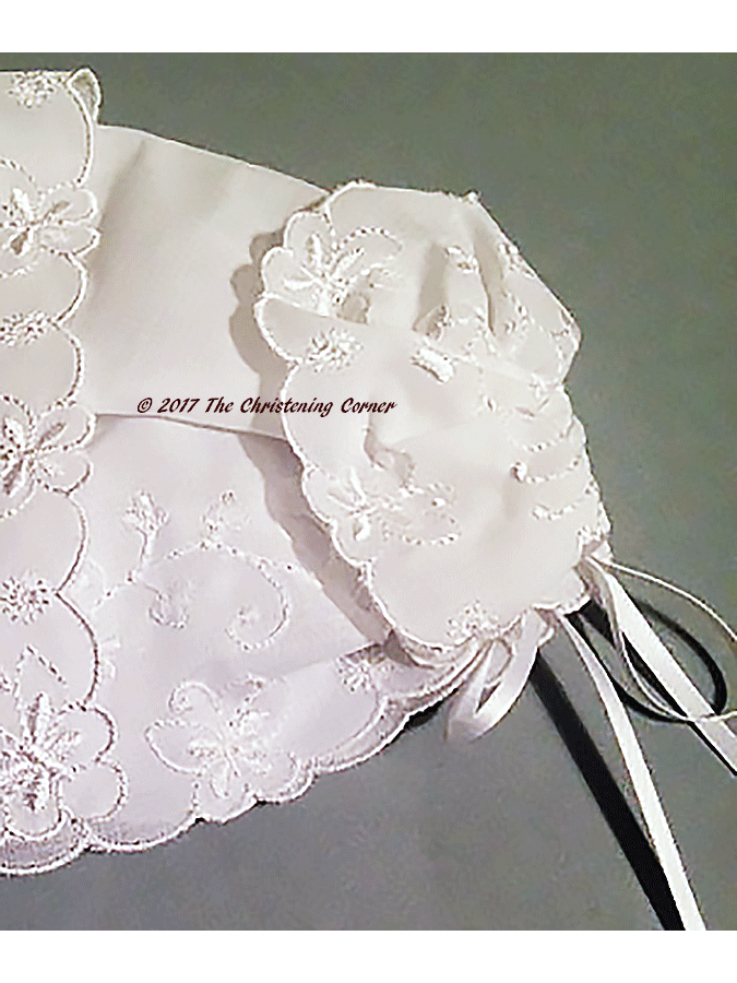 Butterfly and Heart Embroidered Keepsake Hanky Bonnet