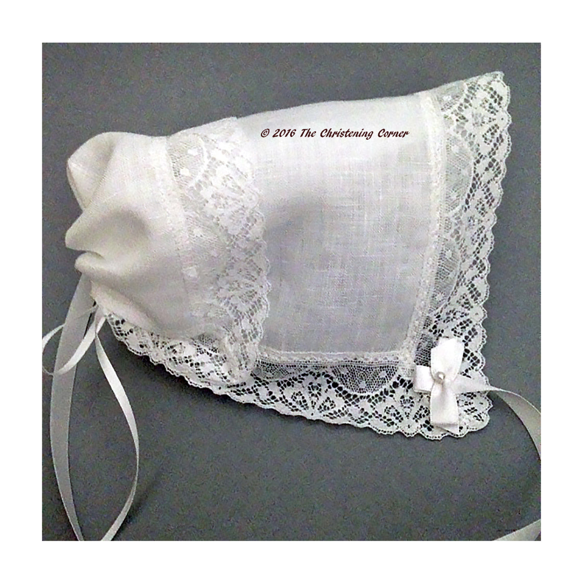 Cathedral Lace Irish Linen Keepsake Handkerchief Bonnet