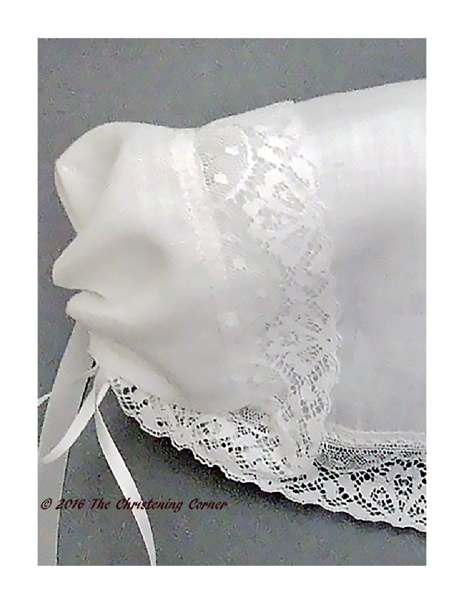 Cathedral Lace Irish Linen Keepsake Handkerchief Bonnet