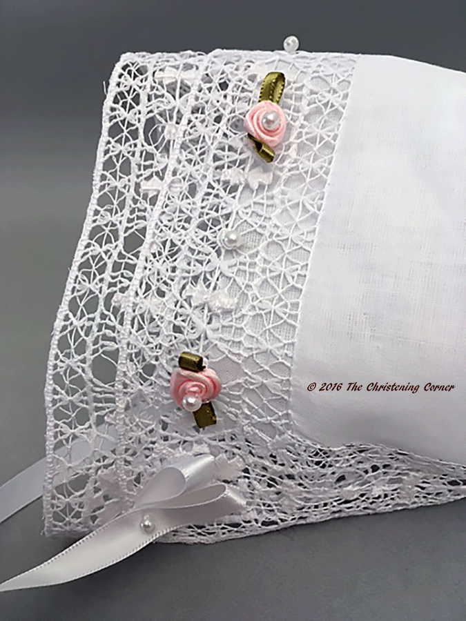 Little Princess Bridal Hanky Bonnet - Venise Lace