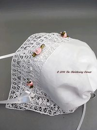 Little Princess Bridal Hanky Bonnet - Venise Lace