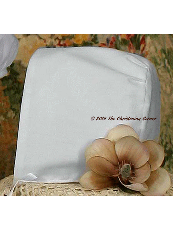 Cotton Eyelet Christening Dress with Lace Border - bonnet