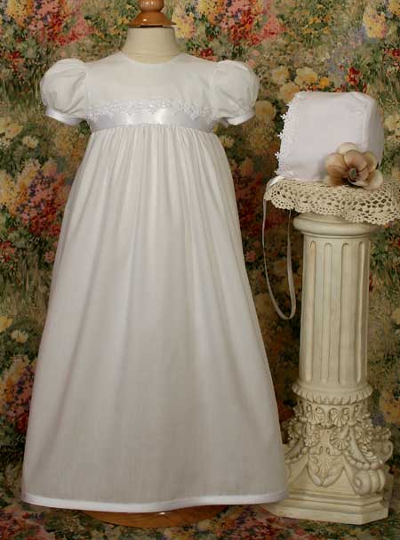 Girls White Polycotton Christening Baptism Gown