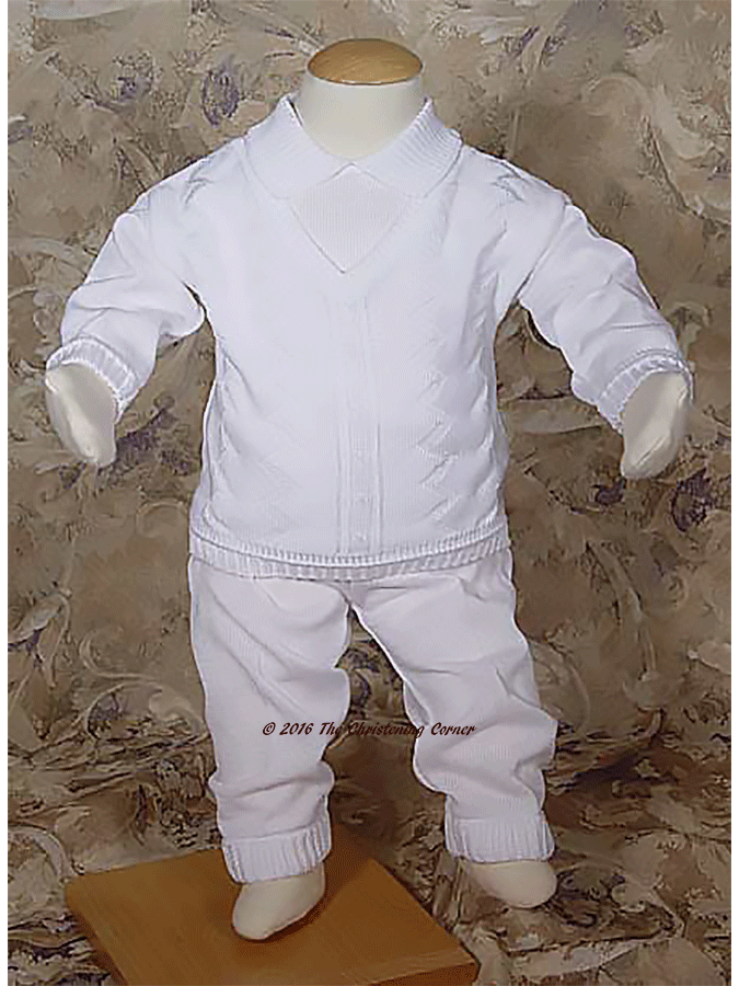 Cotton Knit Christening Outfit