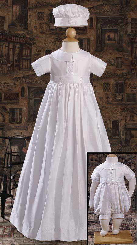 Baby Boy's Silk Christening Gown with detachable skirt