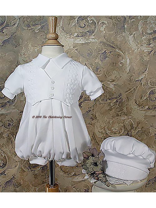 Cotton Interlock Windowpane Christening Romper