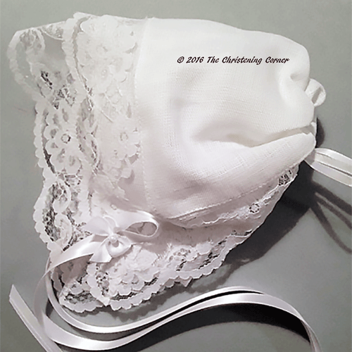 Bridal Dress Lace - Linen Hankie Bonnet