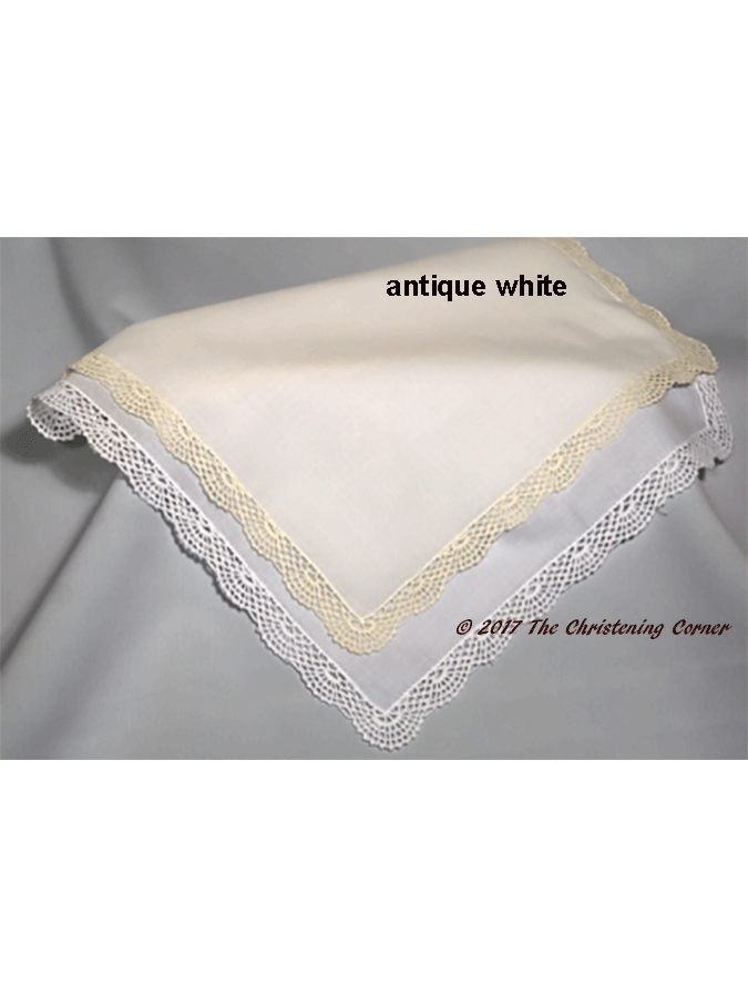 Shell Lace Handkerchief - white or antique white