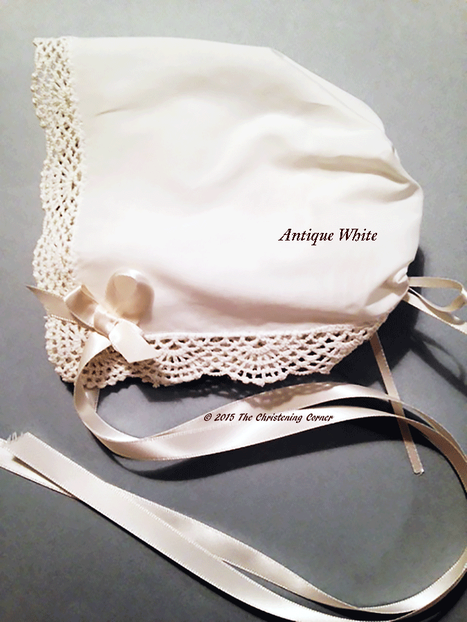 Shell Lace Cotton Magic Baby Hanky Bonnet - antique white
