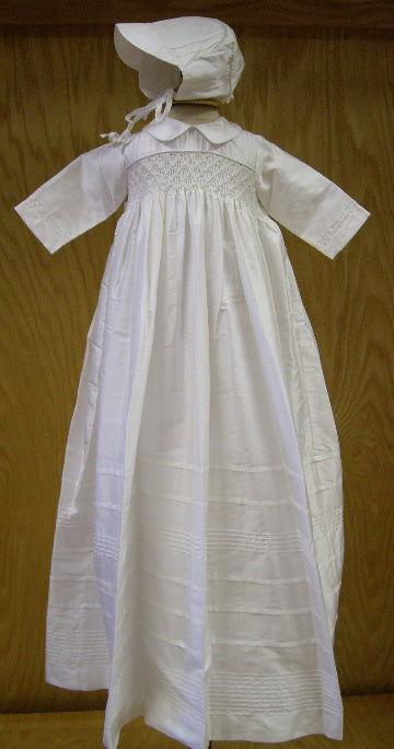 Mid Sleeve Boys Silk Christening Gown